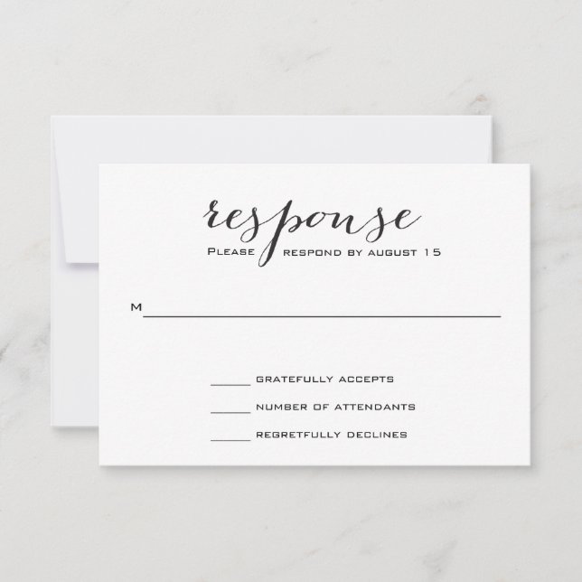 RSVP de boda elegante en blanco y negro (Anverso)