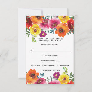 RSVP de boda elegante formal floral roja rosa amar