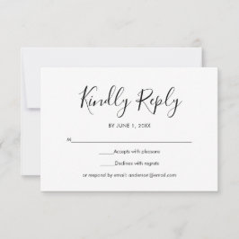 RSVP de boda elegante simple en blanco y negro