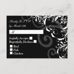 RSVP de boda en blanco y negro