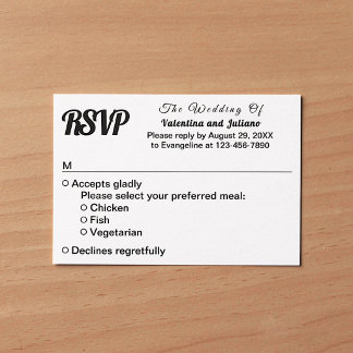 RSVP de boda en blanco y negro basado en tipografí