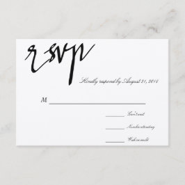 RSVP de boda en blanco y negro con caligrafía mode