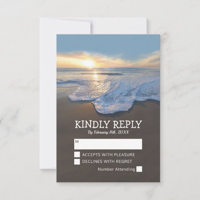 RSVP de boda en la playa del océano (Anverso)