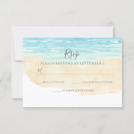 RSVP de Boda en Playa de Color de Agua Pintada a M