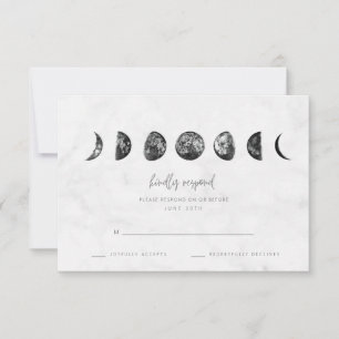 RSVP de boda Fases lunares de mármol gris celestia