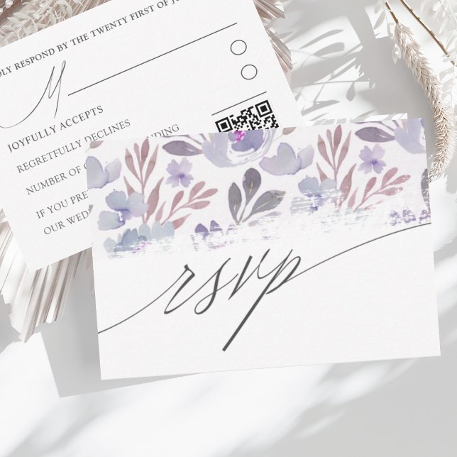 RSVP de boda floral acuarela rústica (Subido por el creador)