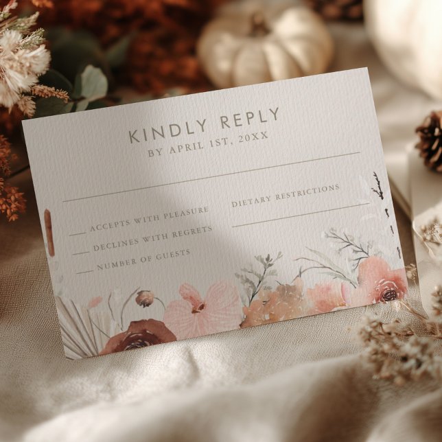 RSVP de Boda Floral Boho Acuarela de Otoño (Subido por el creador)