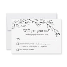 RSVP de boda floral botánica con elección de comid