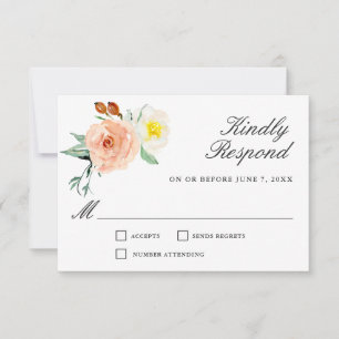 RSVP de Boda Floral de color blanco y color de are