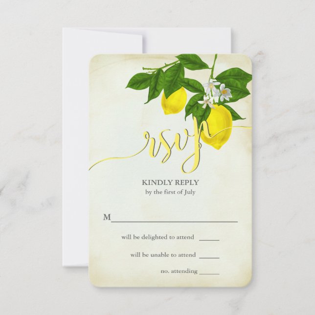 RSVP de boda floral de lémulos amarillos rusos (Anverso)