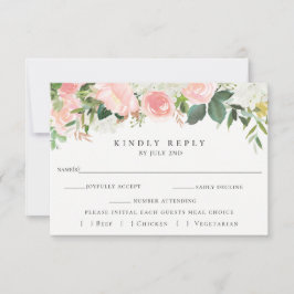 RSVP de Boda Floral Rosa con Tarjeta de Elección d