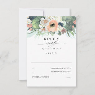 RSVP de Boda Floral Rosa y Blanca