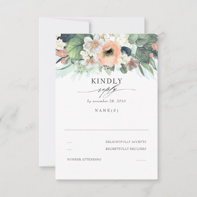 RSVP de Boda Floral Rosa y Blanca (Anverso)