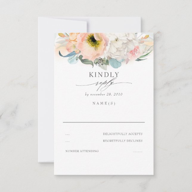 RSVP de Boda Floral Rosa y Blanca (Anverso)