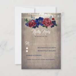 RSVP de boda floral rusa de la marina y borgoña