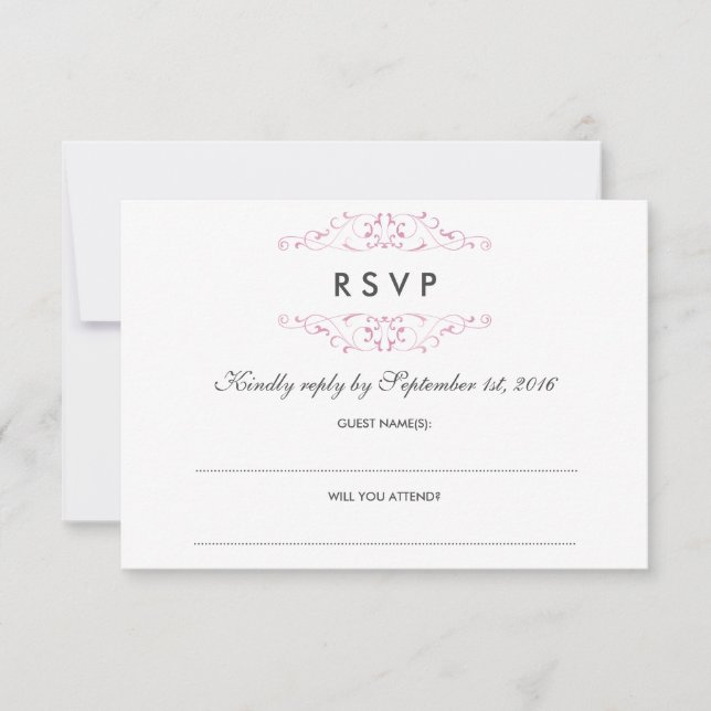 RSVP de Boda Floreciente de Antigüedades Rosadas (Anverso)