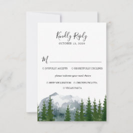 RSVP de Boda Forestal de Montaña con Tarjeta de El