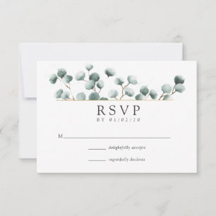 RSVP de boda geométrica de eucalipto acuarela