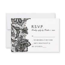 RSVP de boda gótica - Patrón de encaje negro