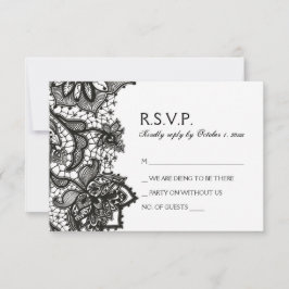 RSVP de boda gótica - Patrón de encaje negro