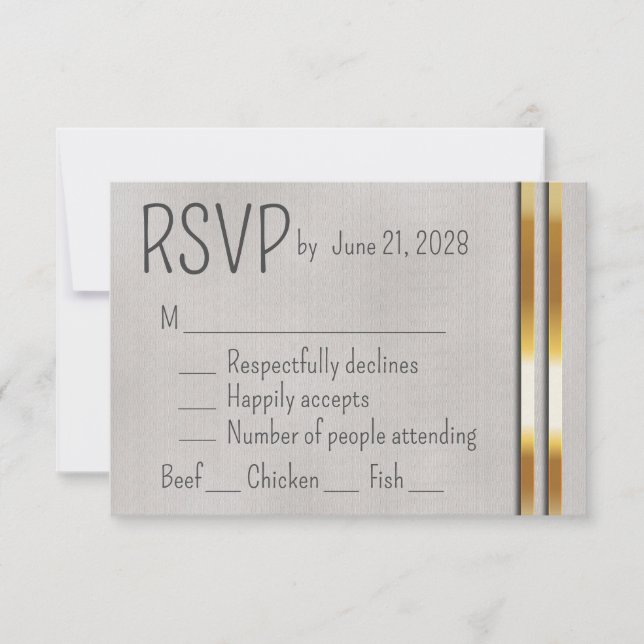 RSVP de Boda Gris y Oro (Anverso)