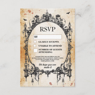 RSVP de Boda Marco Gótico Rústico Tarjetas de Hall