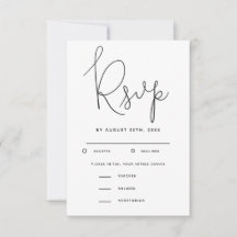 RSVP de boda moderna con elección de comida