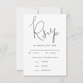 RSVP de boda moderna con elección de comida