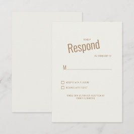 RSVP de boda moderna crema