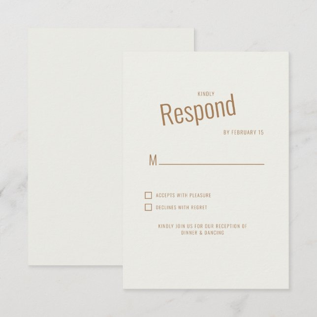 RSVP de boda moderna crema (Anverso / Reverso)