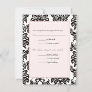 RSVP de boda moderna de Damasco rosa