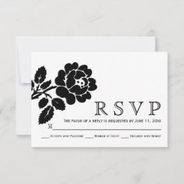 RSVP de boda moderna de rosa blanco y negro