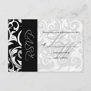 RSVP de Boda Negra y Blanca de Swirl