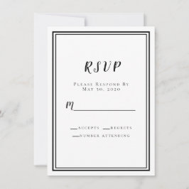 RSVP de boda negro blanco simple moderno minimalis