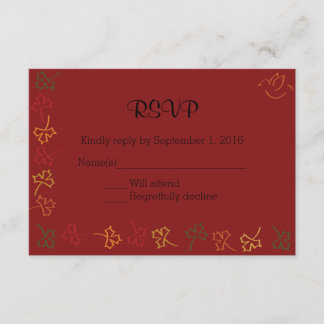 RSVP de boda otoño en rojo