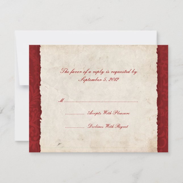 RSVP de boda por país rojo (Anverso)