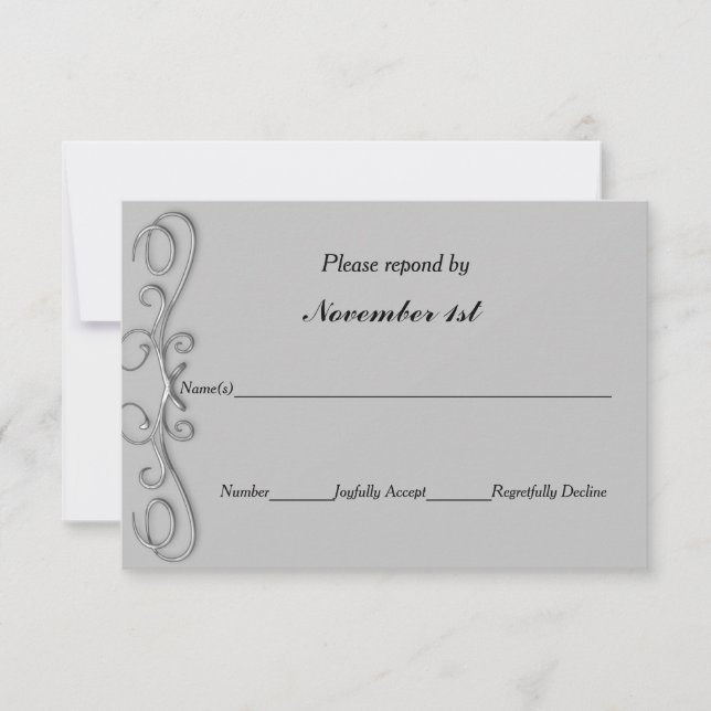 RSVP de boda Remolinos de plata o invitación a fie (Anverso)