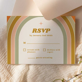 RSVP de Boda Retro Arcoíris de los 70