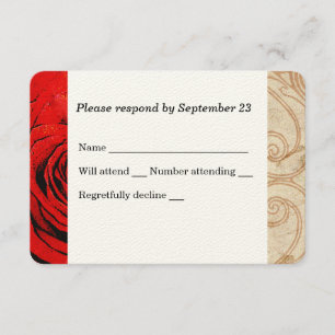 RSVP de Boda Roja Rosa Vintage