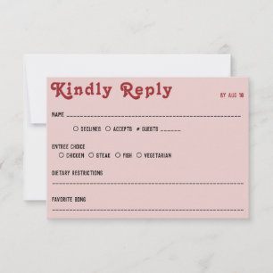 RSVP de Boda Roja y Negra Rosa Retro