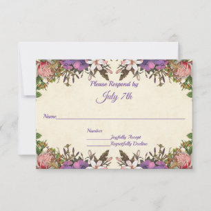 RSVP de boda romántica de rosas rosadas y pepitas 