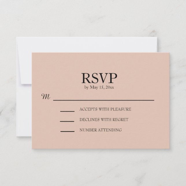RSVP de boda rosa Rubor (Anverso)