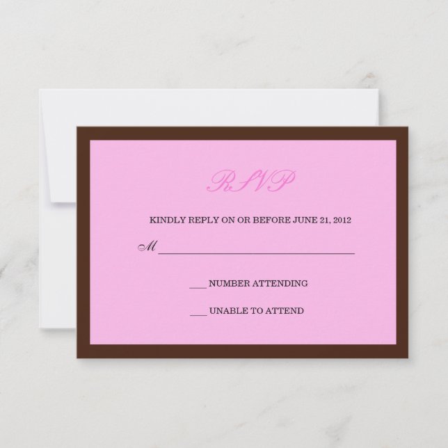 RSVP de boda rosa y marrón (Anverso)