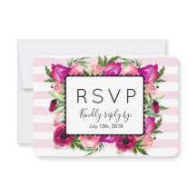 RSVP de boda RSVP de casamiento con flores rosadas