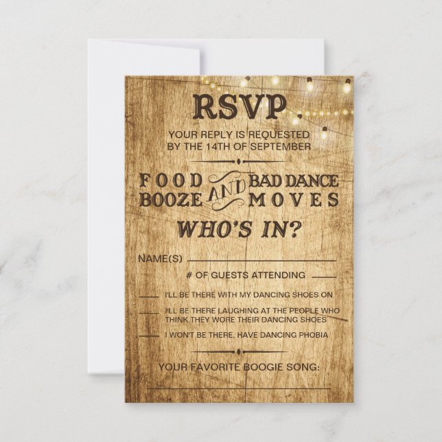RSVP de boda rural para boda rústico (Anverso)
