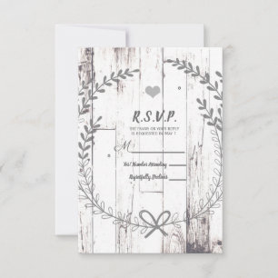 RSVP de boda rural Rústica de la Madera Blanca