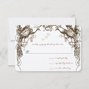 RSVP de Boda Rústica Boho Pavón Ave del Amor Vinta