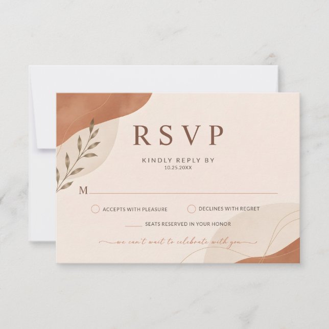 RSVP de Boda Rústica Boho Terracota Terrenal (Anverso)