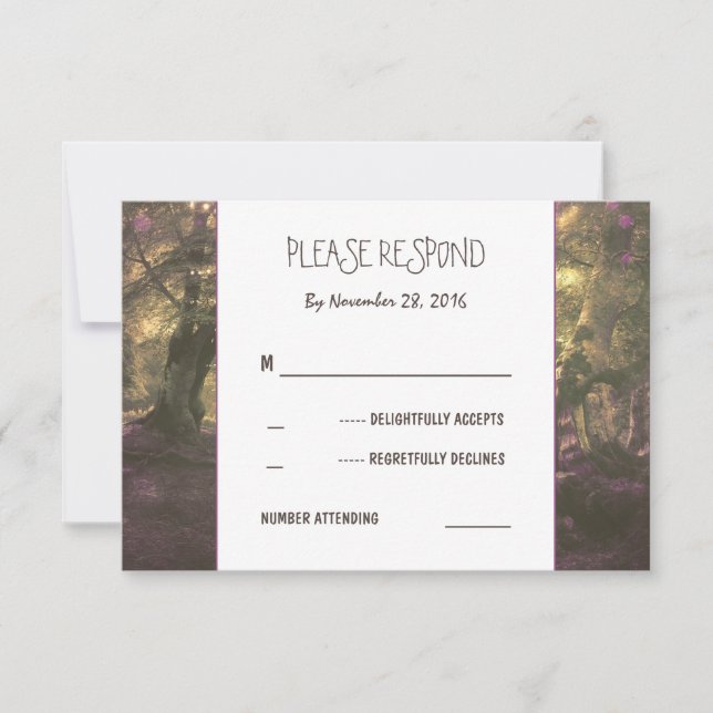 RSVP de boda rústica de bosques (Anverso)