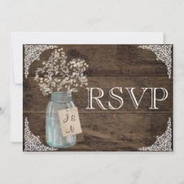RSVP de Boda Rústica de Campo con Flores y Granero